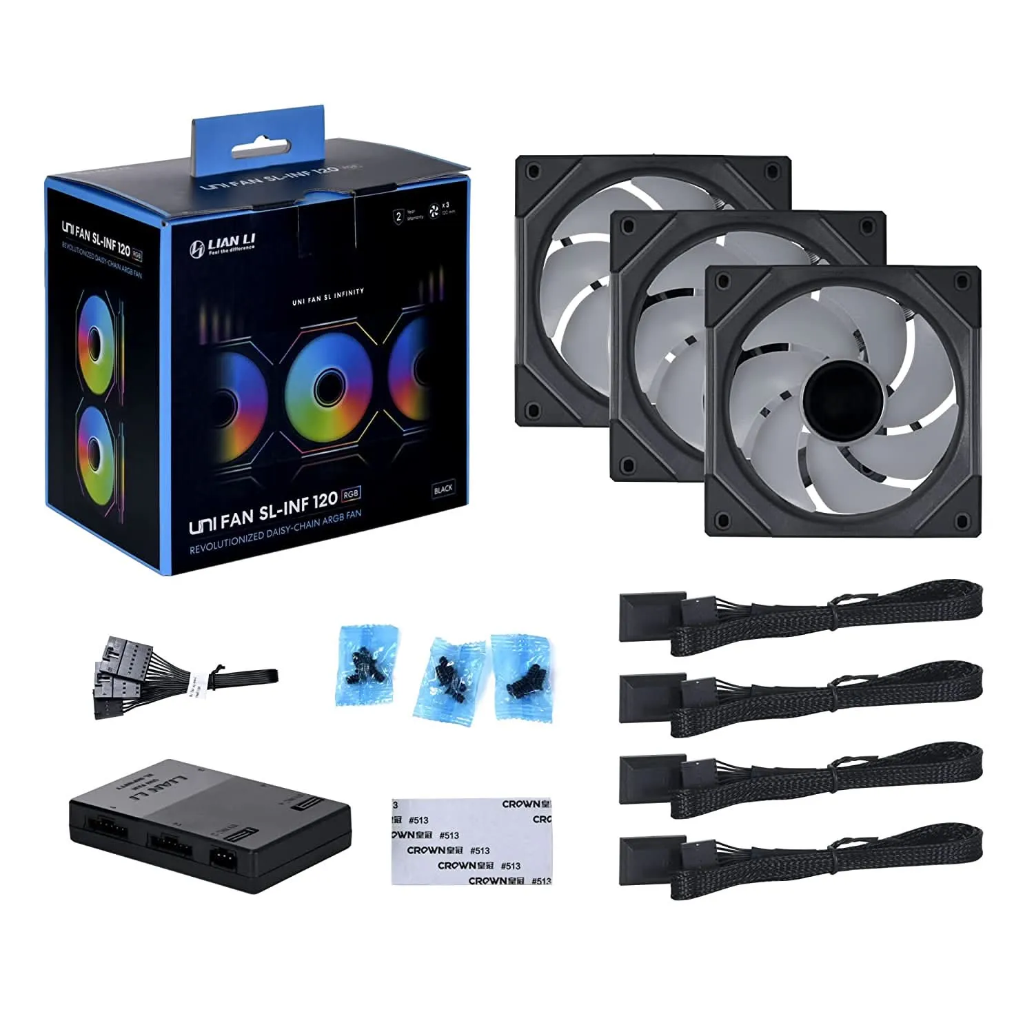 LIAN LI UNI SL120-INFINITY ARGB CABINET FAN TRIPLE PACK BLACK