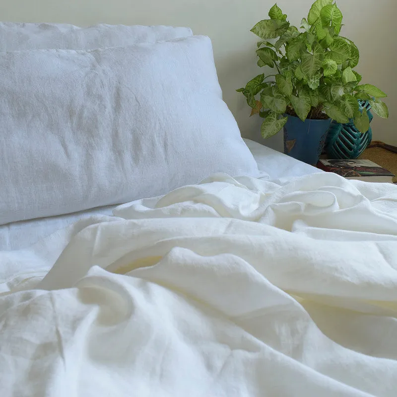 Linen Flat Bedsheet | Albus White