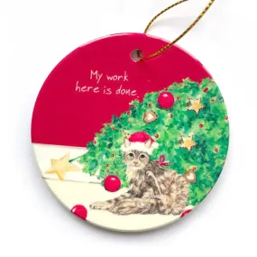 Little Dog Laughed Cat Ceramic Christmas Decoration