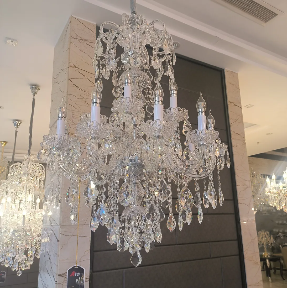 Luxury Classic Clear Crystal Chandelier for Foyer/Staircase/Entryway/Hallway