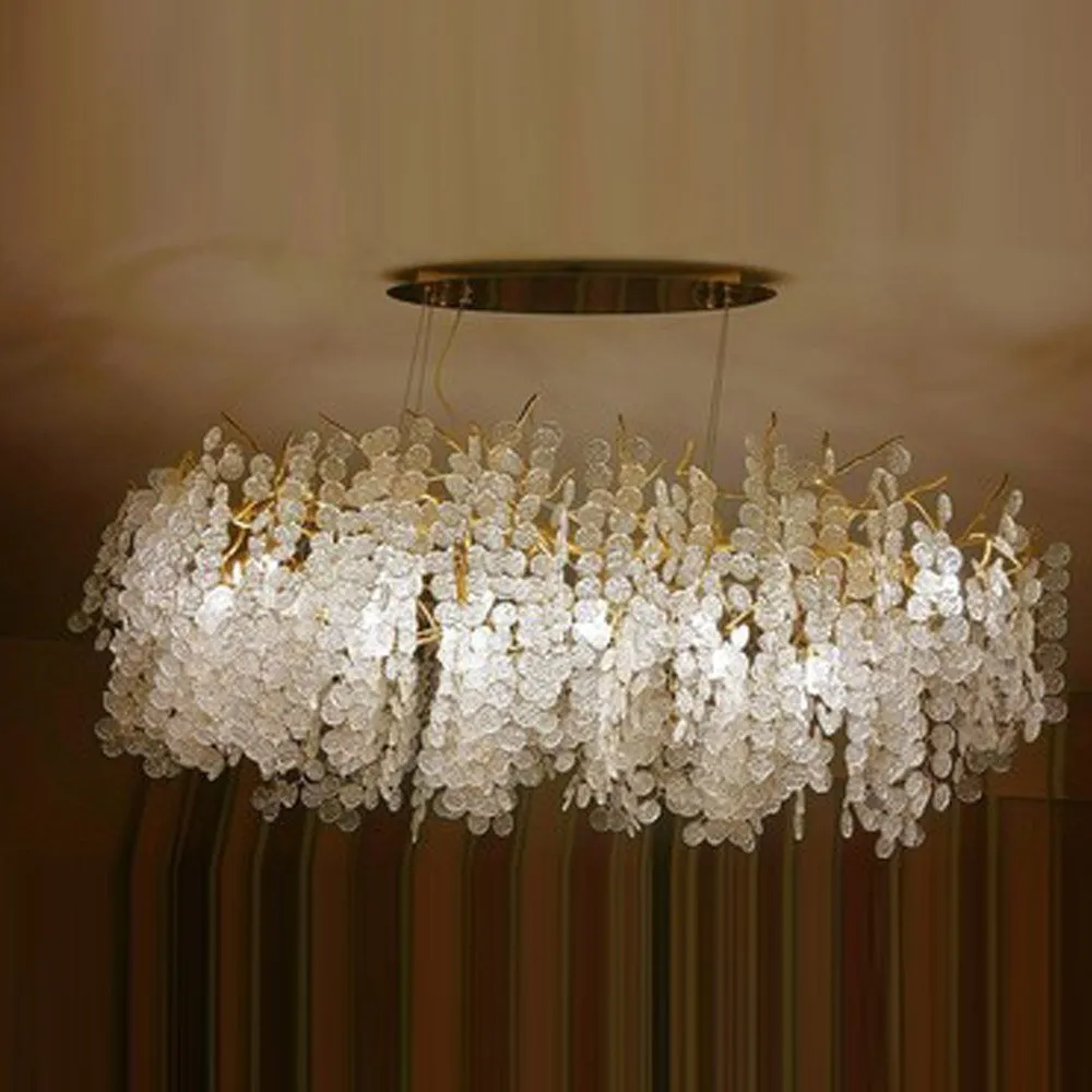 Luxury Design Glass Chandelier Lighting For Living Room Luminaire Plafonnier Gold Dining Room