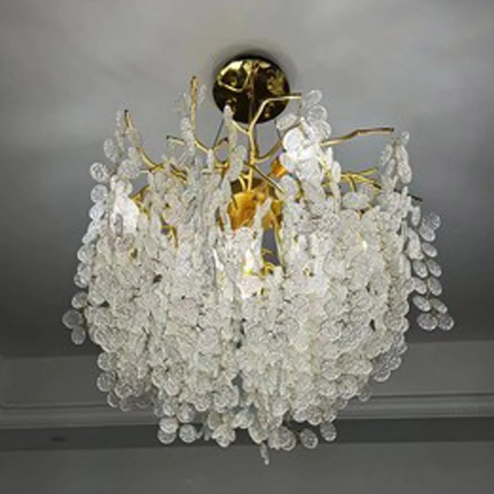 Luxury Design Glass Chandelier Lighting For Living Room Luminaire Plafonnier Gold Dining Room