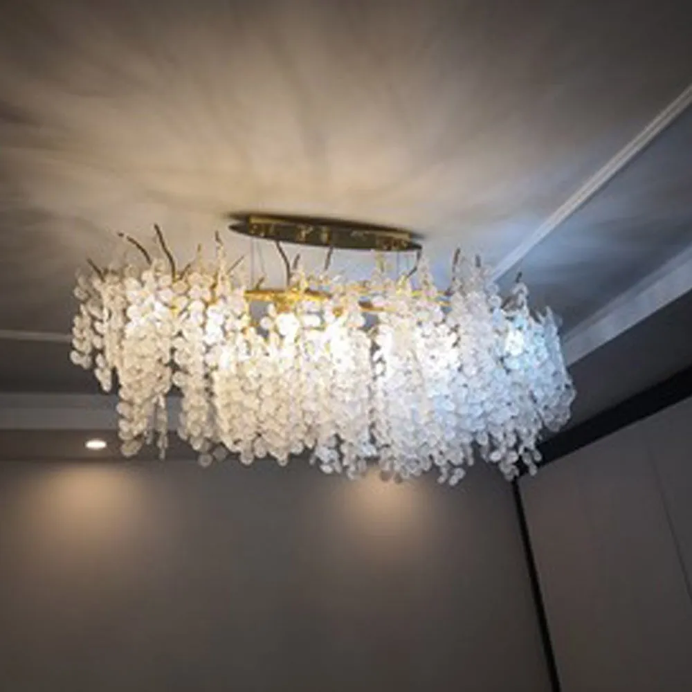 Luxury Design Glass Chandelier Lighting For Living Room Luminaire Plafonnier Gold Dining Room