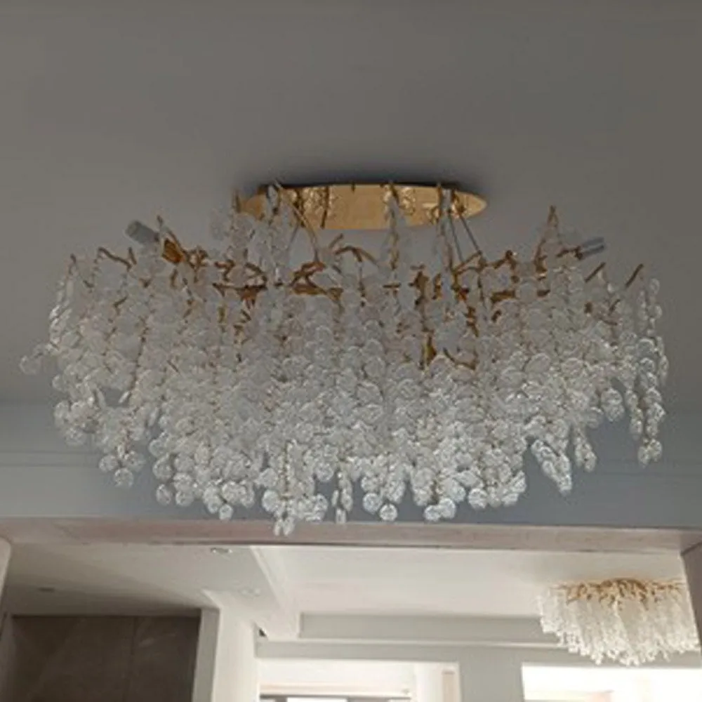 Luxury Design Glass Chandelier Lighting For Living Room Luminaire Plafonnier Gold Dining Room