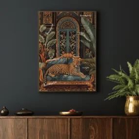 Luxury Leopard In A Dark Academia Living Room - Dark Boho Print - Maximalist Wall Art - Leopard Print - Whimsigoth Living Room