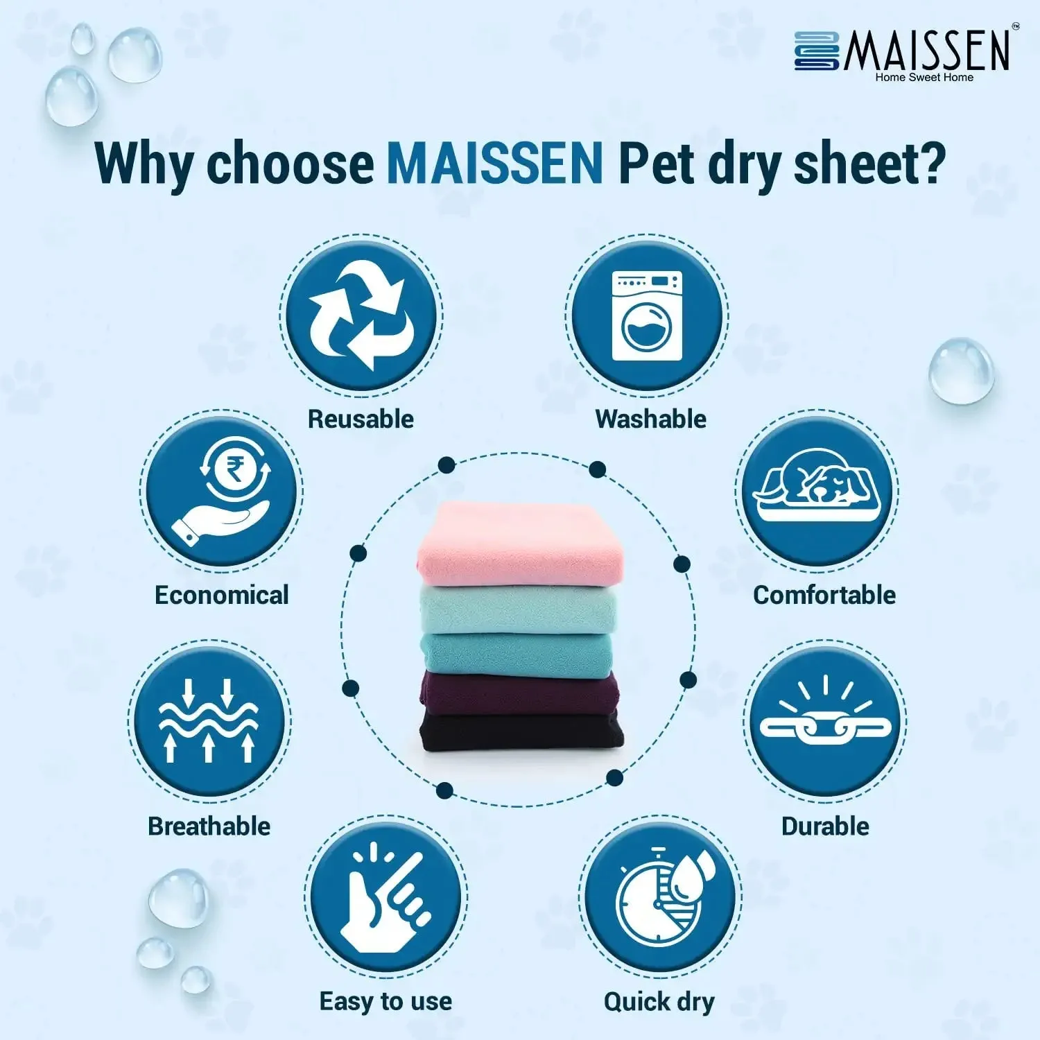 Maissen Pet Dry Sheet Plum