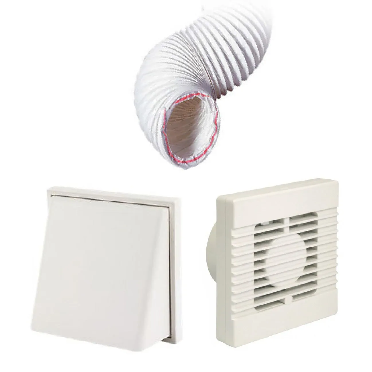 Manrose Standard Fan White Hooded 4 Inch Extractor Fan Ducting Kit