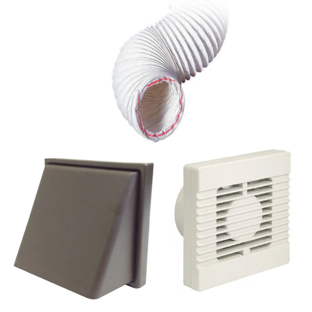 Manrose Timer Fan Brown Hooded 4 Inch Extractor Fan Ducting Kit