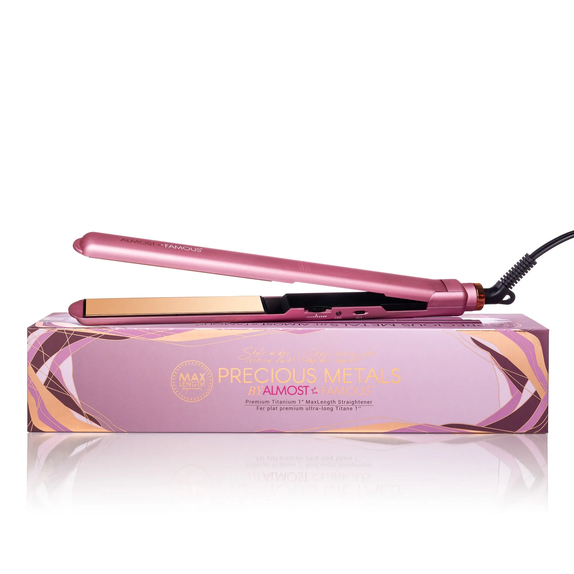 MaxLength 1" Flat Iron with Rose Gold Titanium Plates