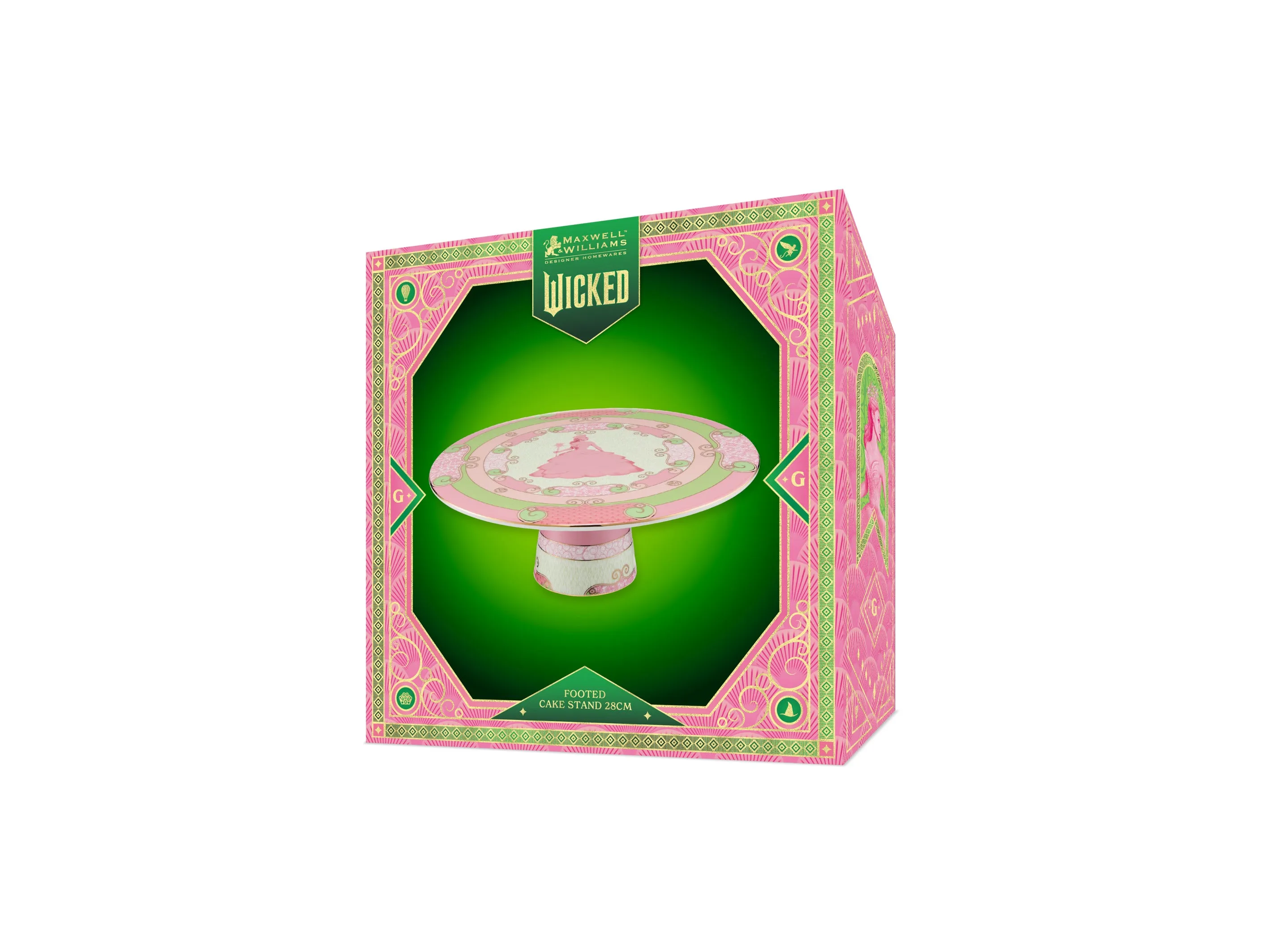 Maxwell & Williams Wicked Pink Goes Good With Green Footed Cake Stand 28cm - Glinda