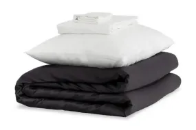 Mayfairsilk Charcoal and Brilliant White Silk Duvet Set #2