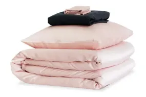 Mayfairsilk Precious Pink and Charcoal Silk Duvet Set