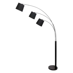 Mid-Century 3-Light Adjustable Arc Floor Lamp, Black