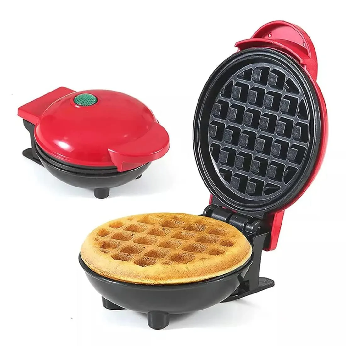 Mini Waffle Maker 4 Inch- 350 Watts: Stainless Steel Non-Stick Electric Iron Machine for Individual Belgian Waffles, Pan Cakes, Paninis or Other Snacks, (Mini Waffle Maker   Waffles Recipe Book)