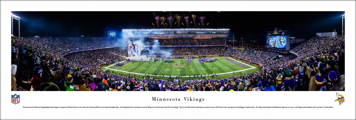 Minnesota Vikings TCF Bank Stadium Game Night Panoramic Poster Print - Blakeway 2015