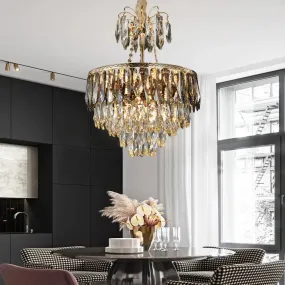 Modern Gold LED Chandelier – 8-Head Crystal Block Ceiling Pendant Light