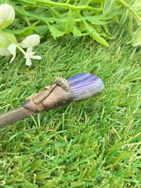 Natural Crystal Purple Agate Wand -Fairy wand-Wizard wand-Nature Wand Healing Crystal Zodiac Mineral Stone