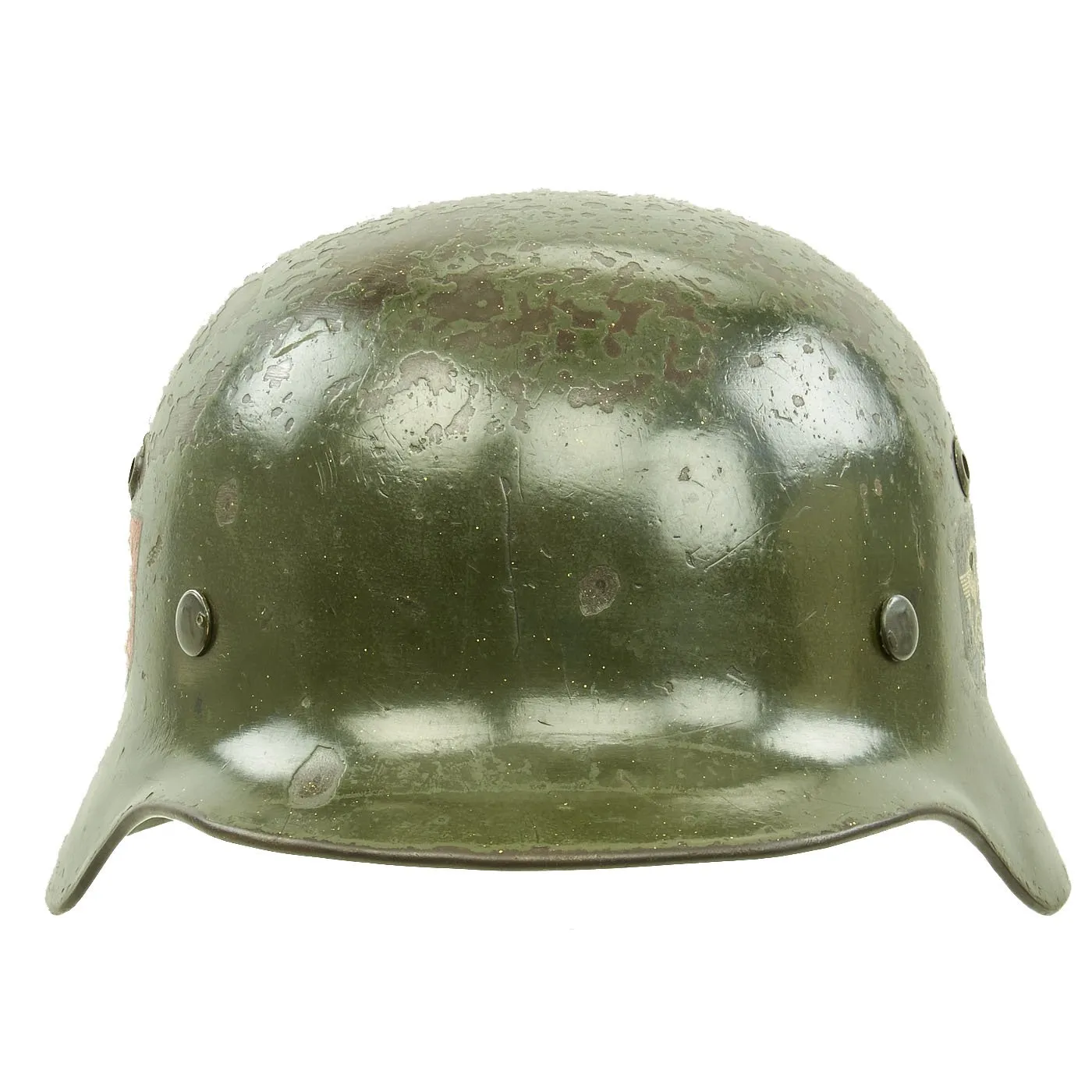 Original German WWII Double Decal NSDAP Civic Police M35 Steel Combat Helmet - marked ET62