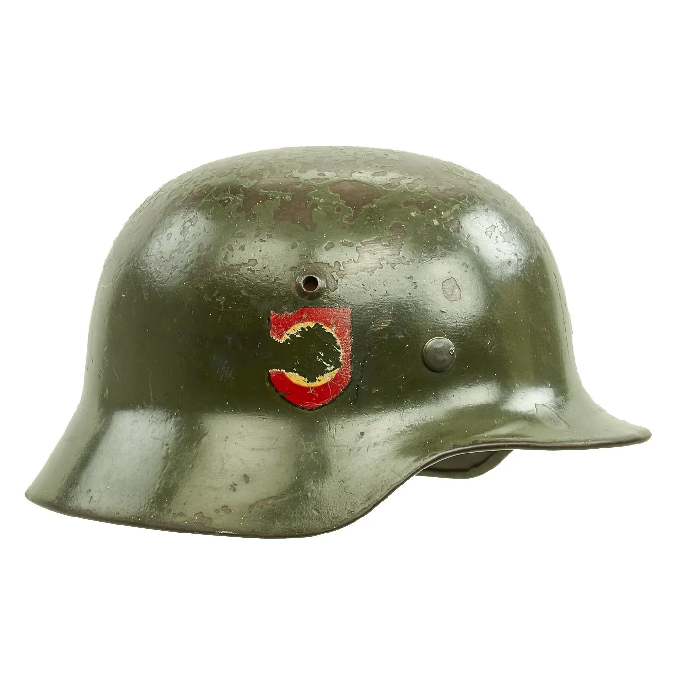 Original German WWII Double Decal NSDAP Civic Police M35 Steel Combat Helmet - marked ET62