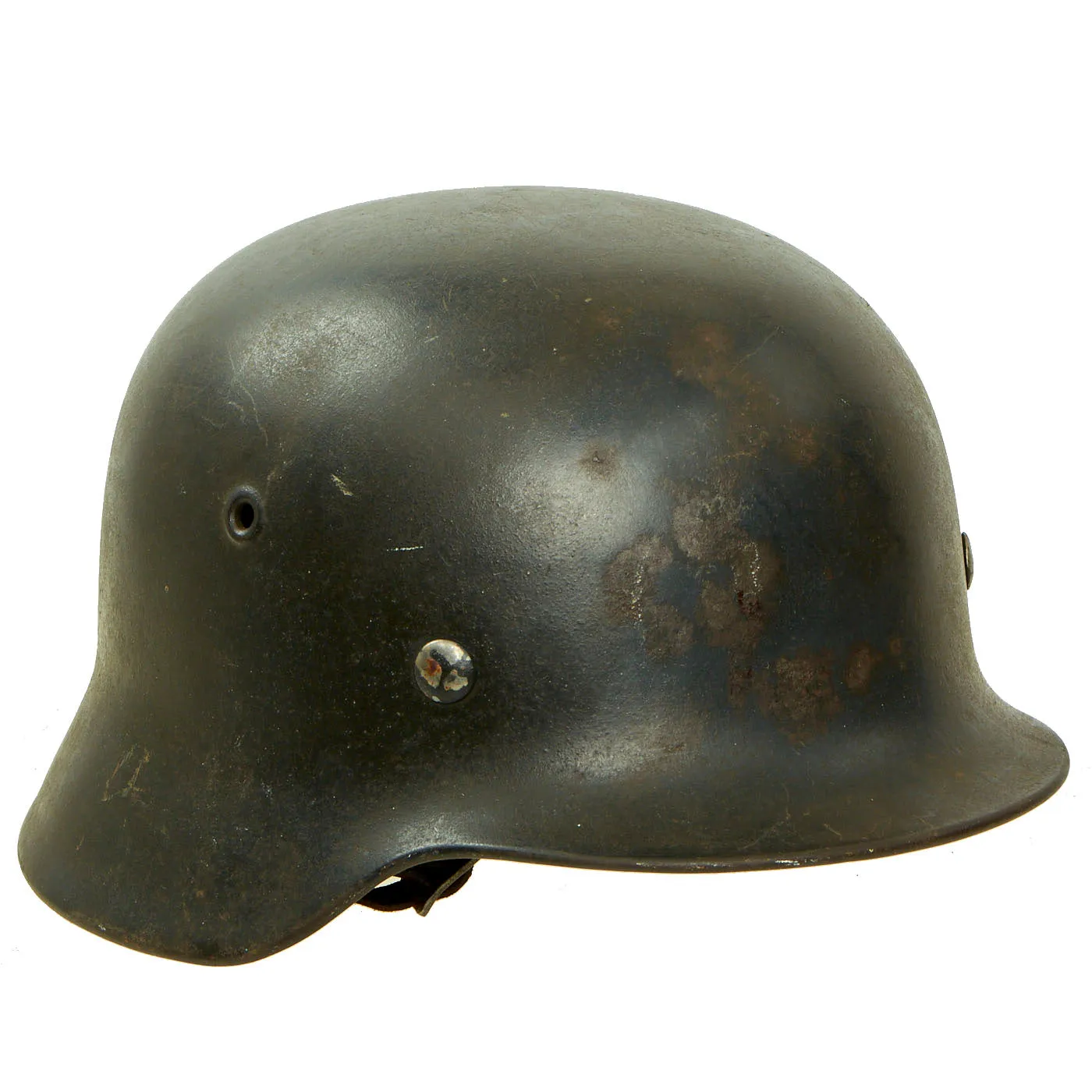 Original German WWII Luftwaffe M40 Single Decal Helmet with 56cm Liner & Damaged Chinstrap - ET64