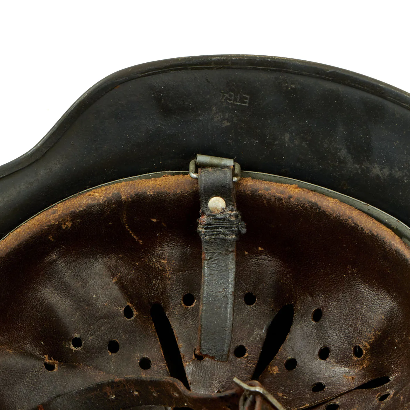 Original German WWII Luftwaffe M40 Single Decal Helmet with 56cm Liner & Damaged Chinstrap - ET64