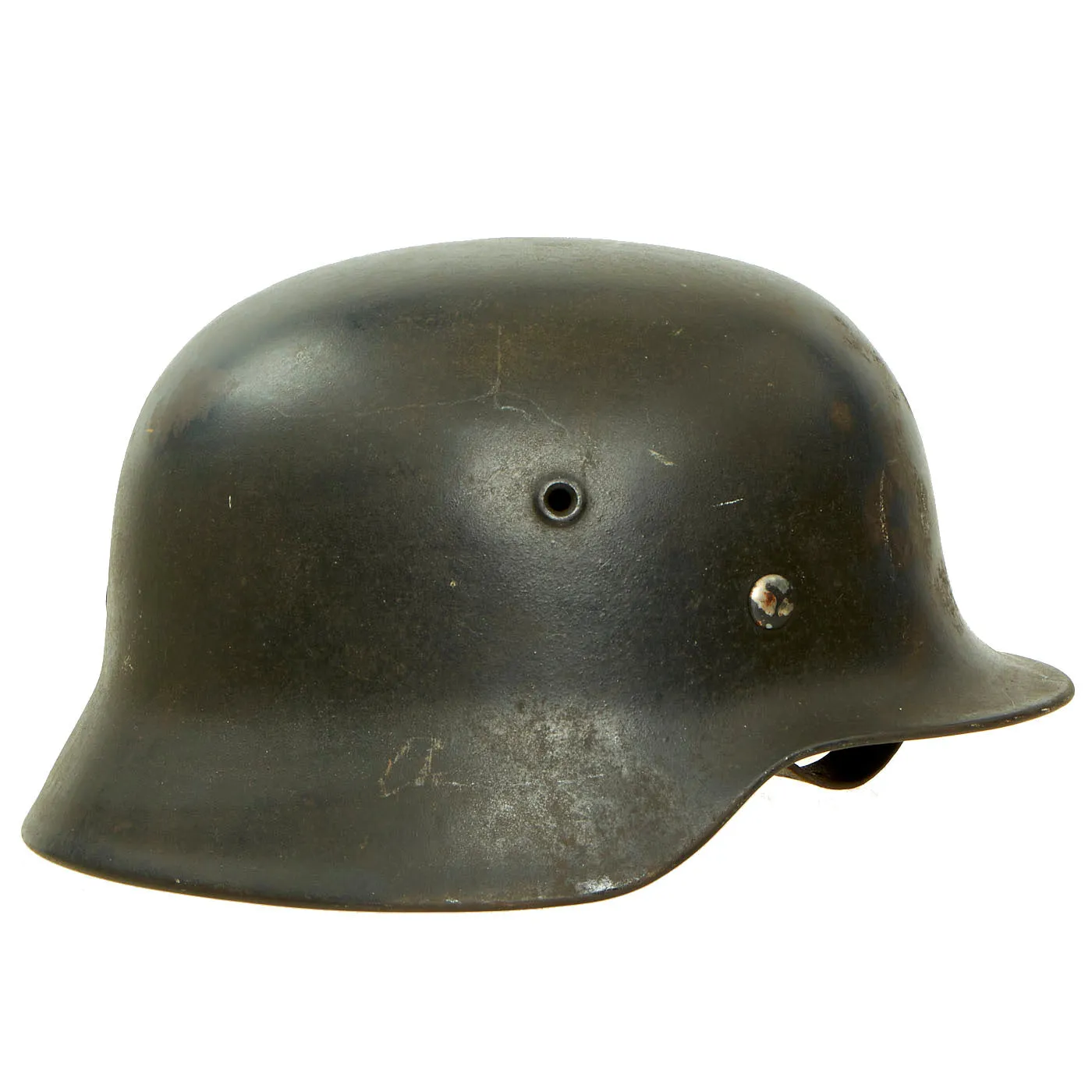 Original German WWII Luftwaffe M40 Single Decal Helmet with 56cm Liner & Damaged Chinstrap - ET64