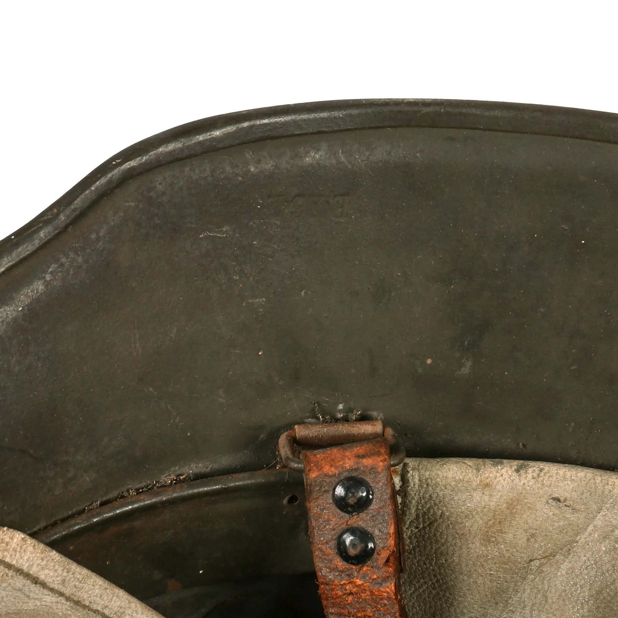 Original Imperial German WWI M1918 Stahlhelm with Liner & Incredibly Scarce Model 1918 Chinstrap - Stamped ET64