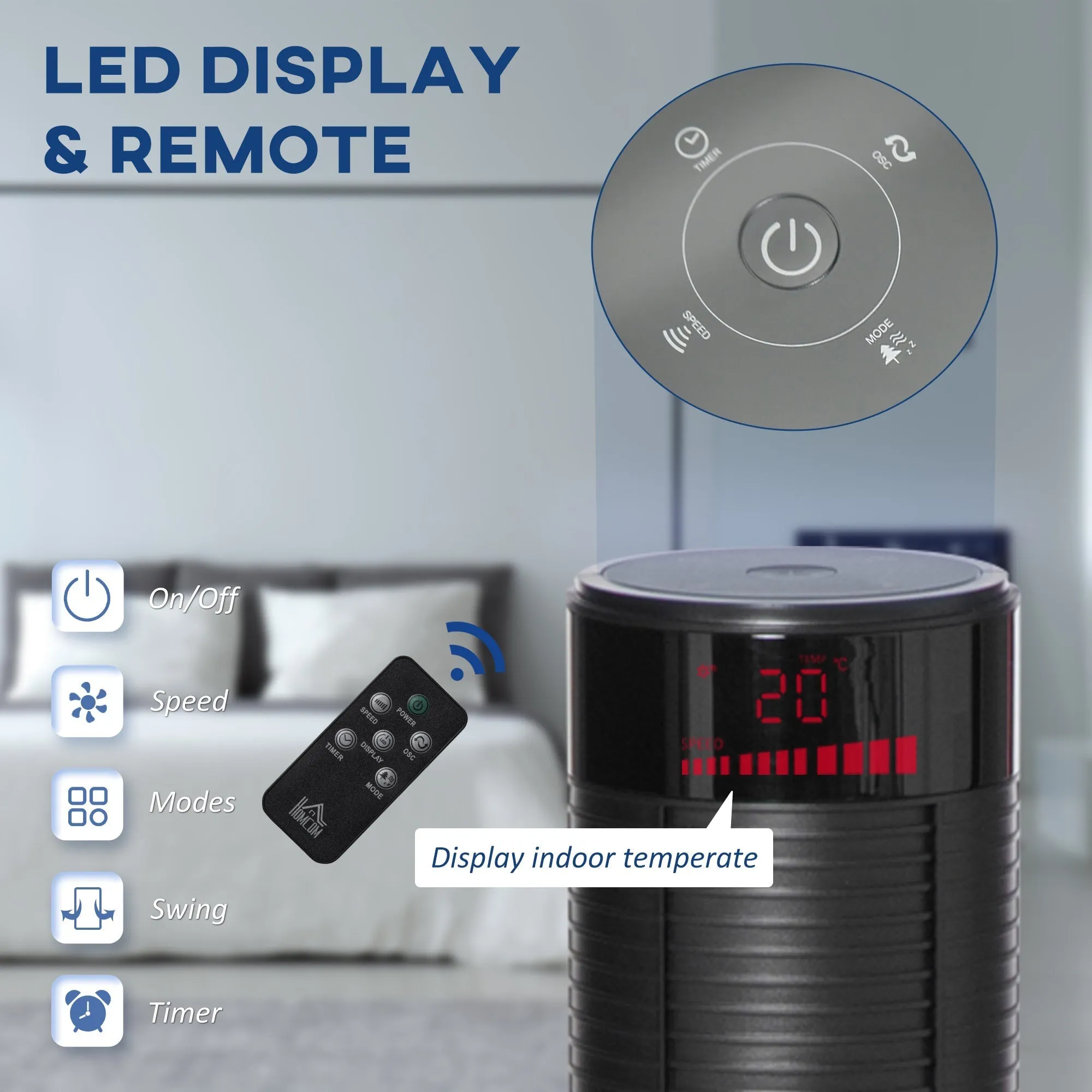 Oscillating Tower Fan with Remote Control