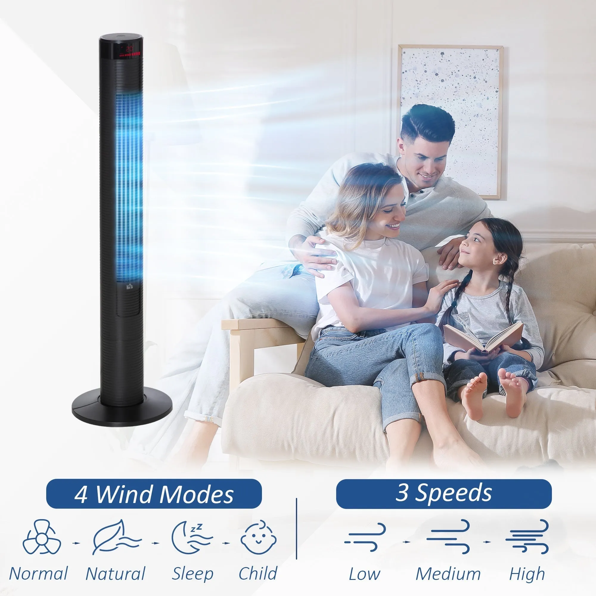 Oscillating Tower Fan with Remote Control