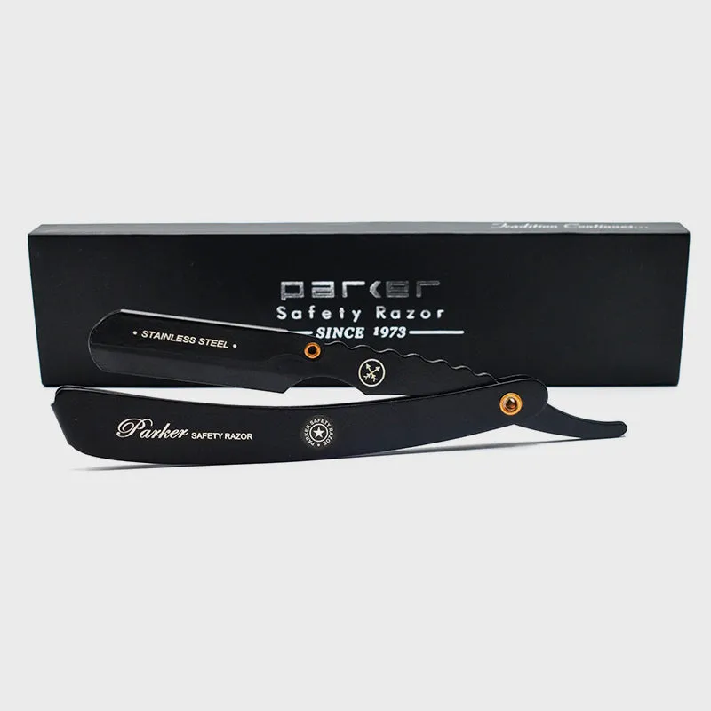 Parker - SRXBLK Heavyweight All Stainless Professional Barber Razor, Clip Type, Black