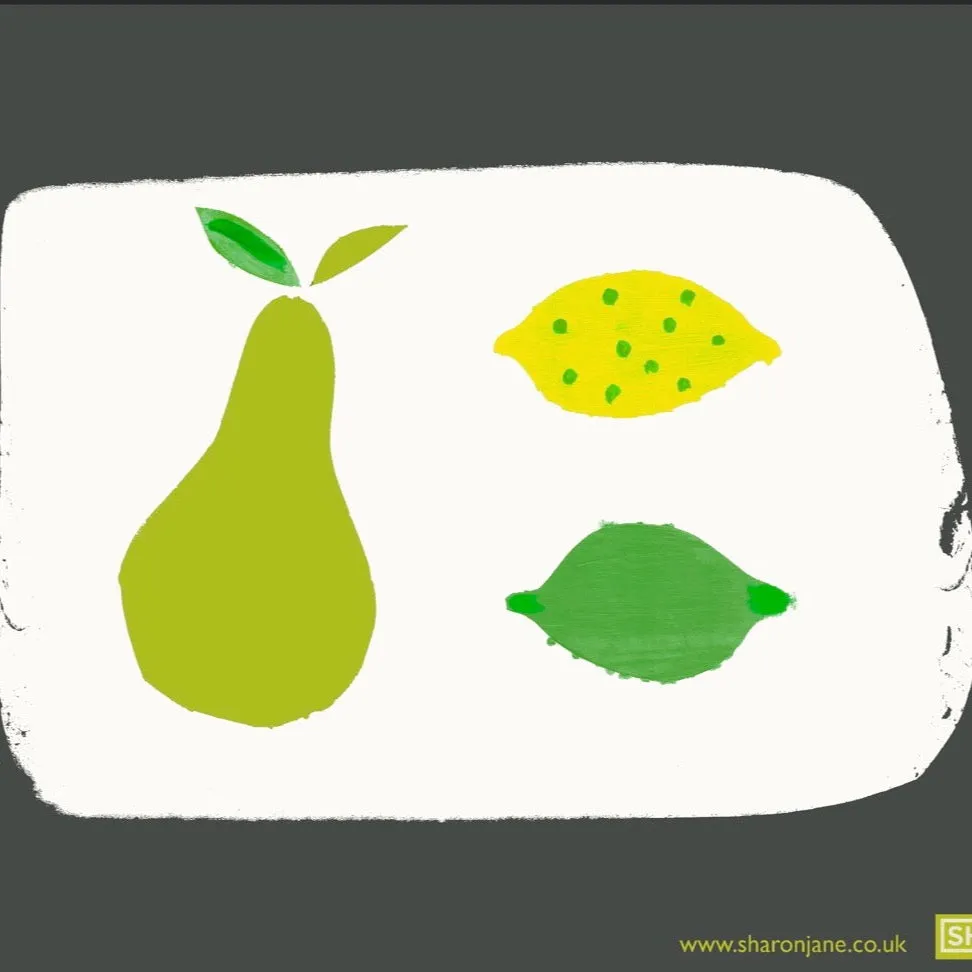 Pear, Lemon & Lime Tea Towel - Off black