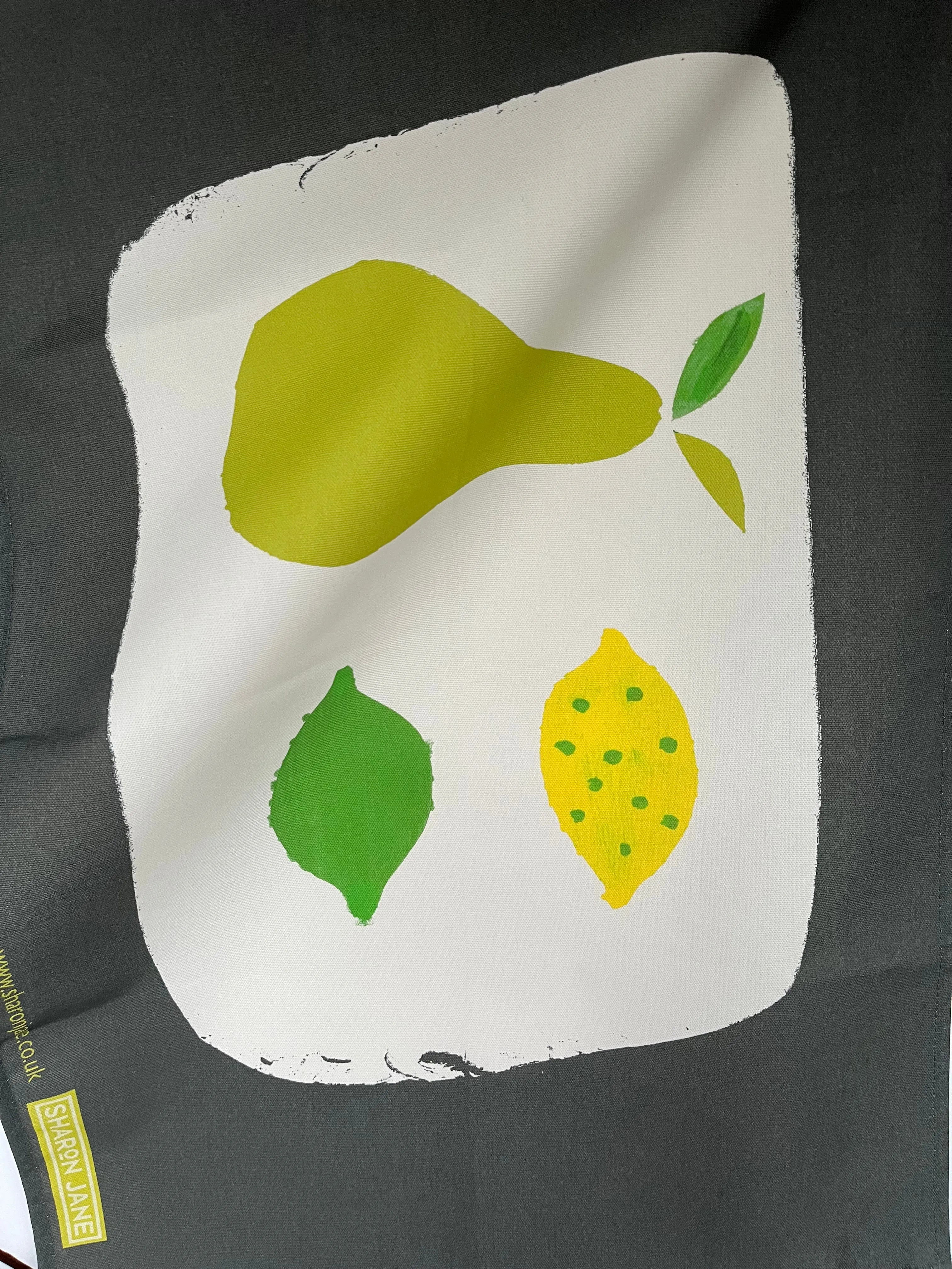 Pear, Lemon & Lime Tea Towel - Off black