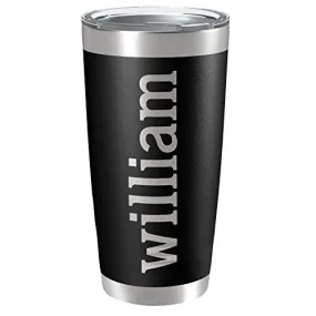 Personalized Tumblers, Stainless Steel 20 oz Tumbler w/Lid | 13 Designs | Personalized Cups Double Walled Insulated Coffee Cup for, Gym, Fitness | Hot and Cold Drink Use - Black