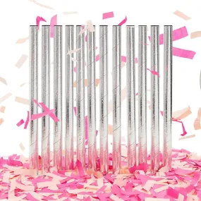 Pink Confetti Wand for Girl Gender Reveal Party (0.75 x 13.8 Inches, 12 Pack)