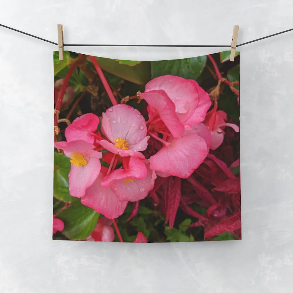 Pink Flower Face Towel