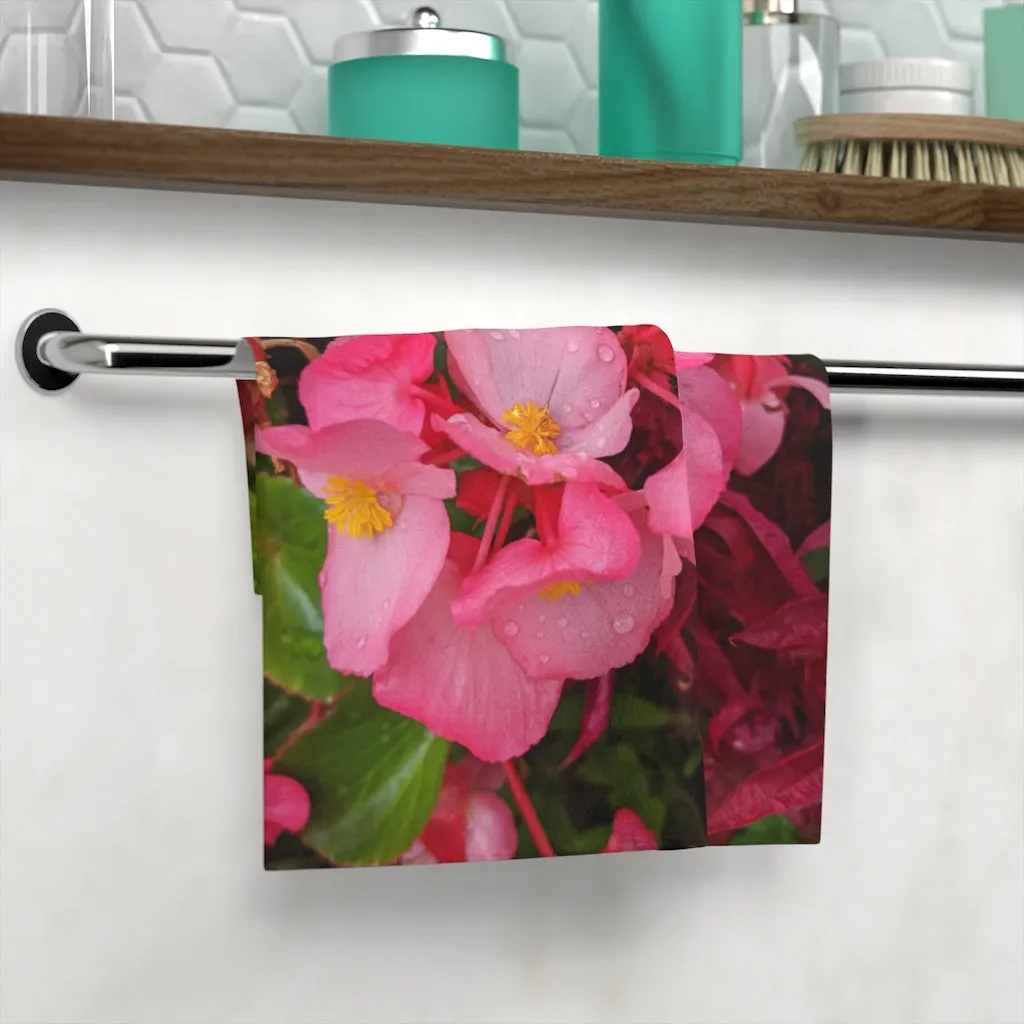 Pink Flower Face Towel