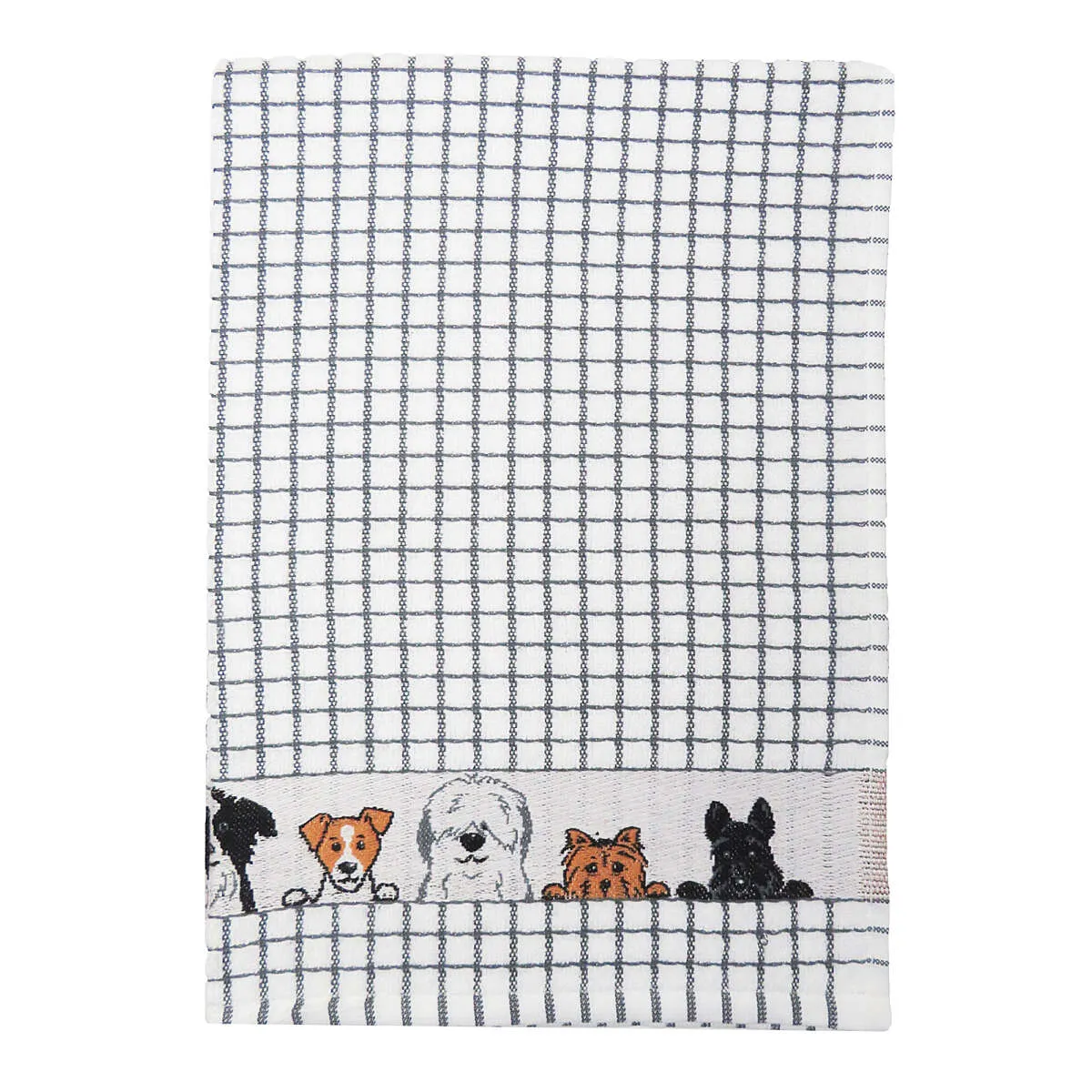 Poli-Dri Charcoal Grey Dogs Cotton Jacquard Tea Towel