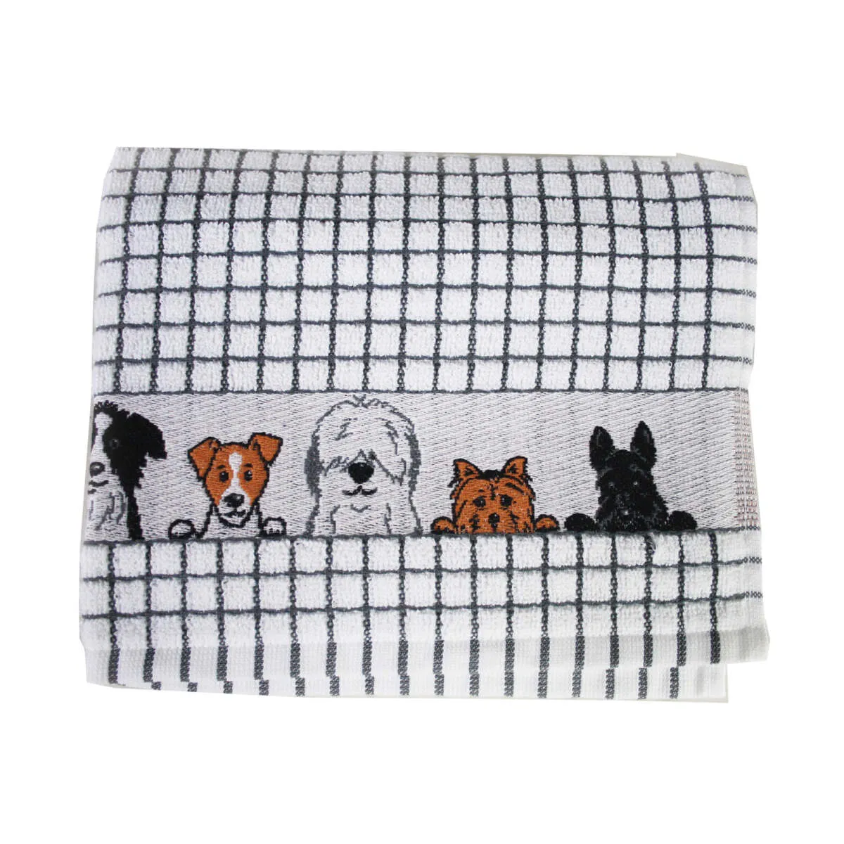 Poli-Dri Charcoal Grey Dogs Cotton Jacquard Tea Towel