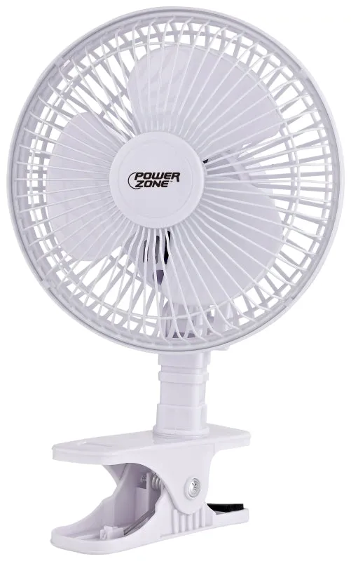 PowerZone FT-602 Oscillating Portable Fan, 120 VAC, 6 in Dia Blade, 3-Blade, 2-Speed, 60 deg Rotating, White :EA: QUANTITY: 1