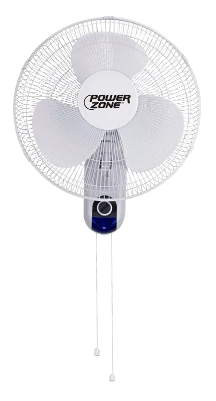 PowerZone HF-40W Wall-Mount Fan, 120 V, 16 in Dia Blade, 3-Blade, 3-Speed, White :EA: QUANTITY: 1