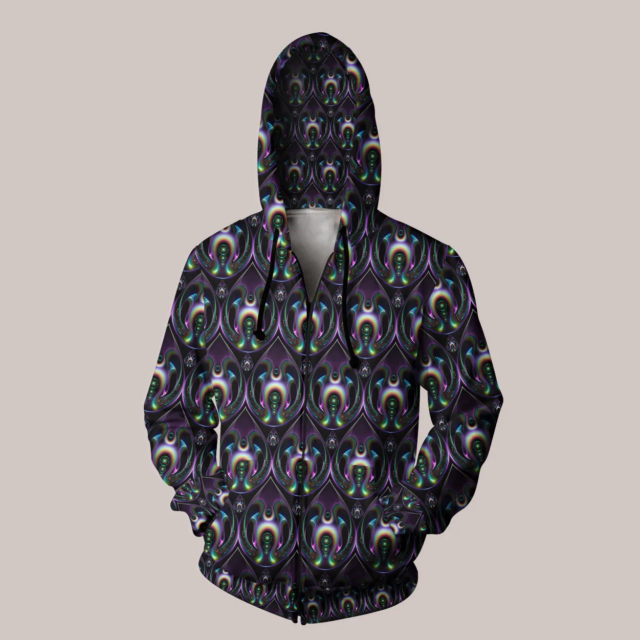 Psychedelic Hoodie (UV/RGB, Eco-Friendly, Unisex, Zip-Up) | EMERGENCE