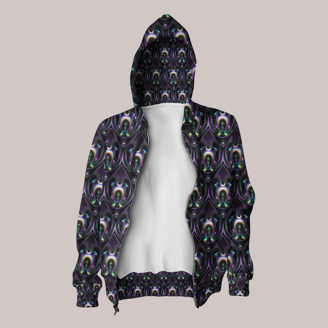 Psychedelic Hoodie (UV/RGB, Eco-Friendly, Unisex, Zip-Up) | EMERGENCE