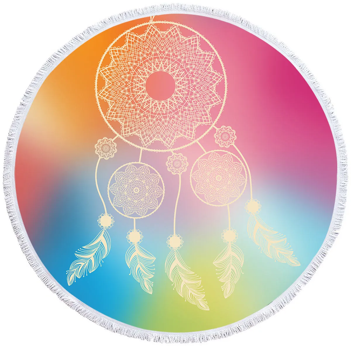 Rainbow Dreaming Round Beach Towel