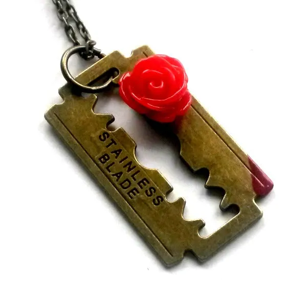 Razor Blade Rose Necklace