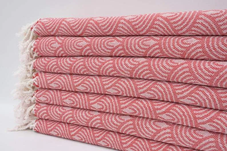 Red Waves 100% Cotton Towel