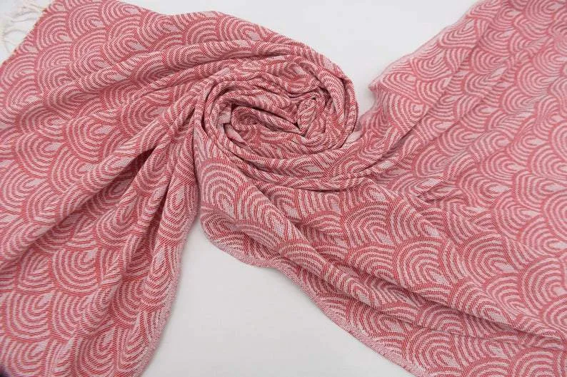 Red Waves 100% Cotton Towel