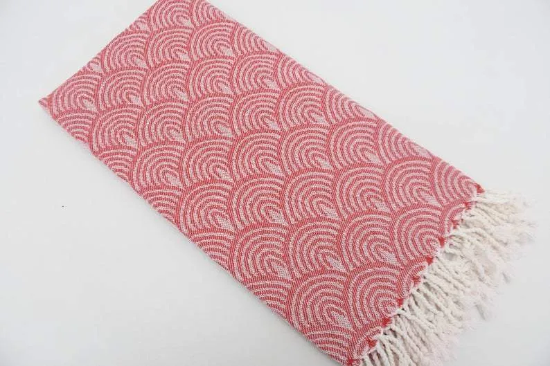 Red Waves 100% Cotton Towel