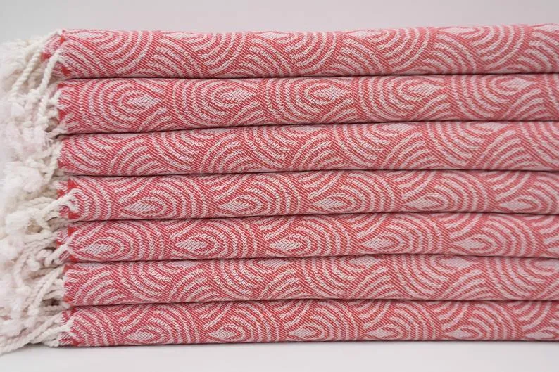 Red Waves 100% Cotton Towel