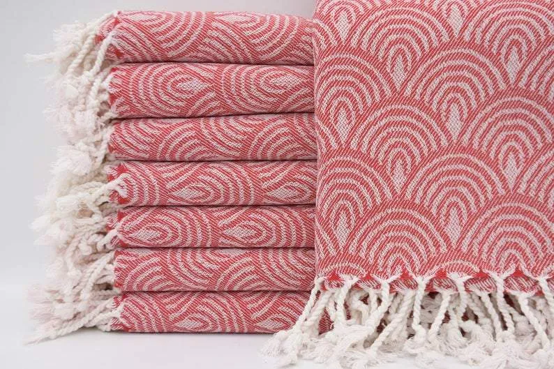 Red Waves 100% Cotton Towel