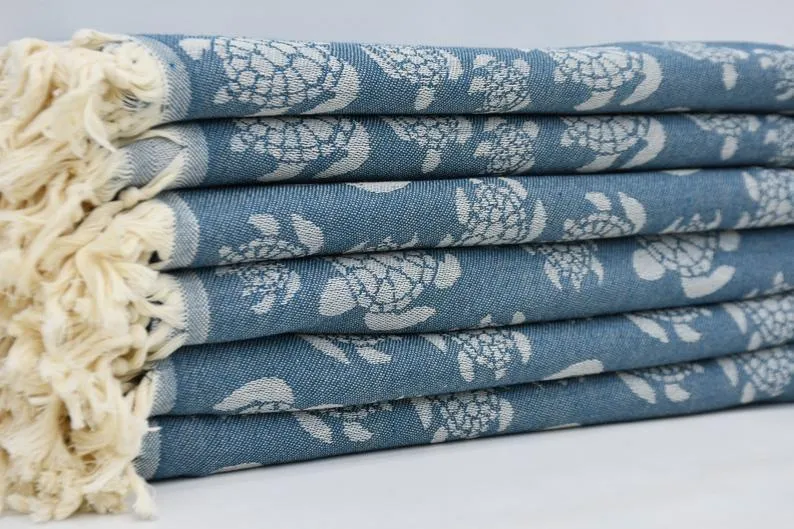 Sea Turtle Teal 100% Cotton Towel